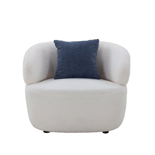 Beige Boucle Swivel Barrel Chair B716