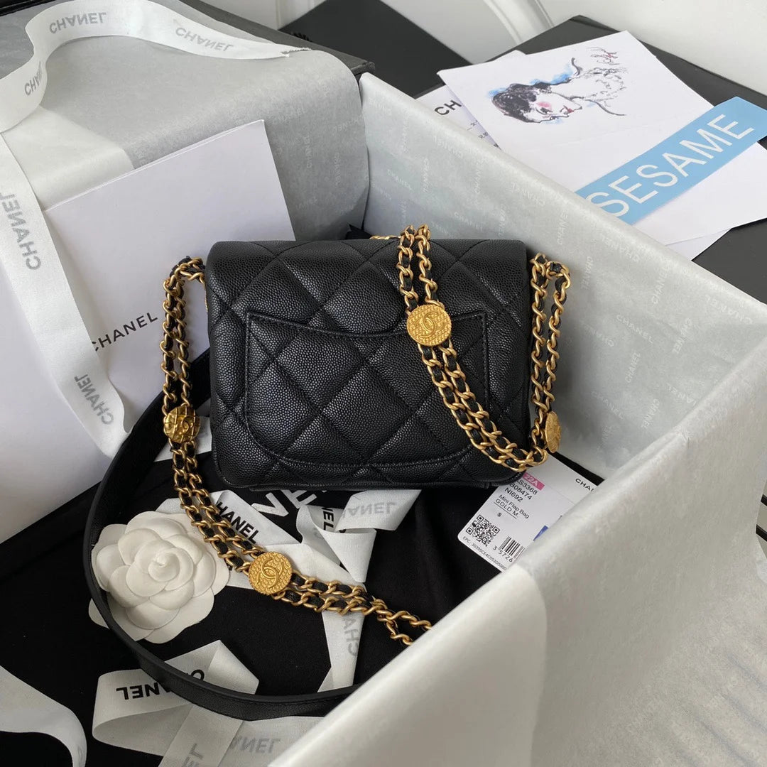 Mini Flap Bag With Top Handle Black 7.9in/20cm T9766