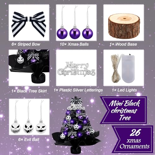 18 Inch Mini Black Christmas Tree Set with Lights D15691