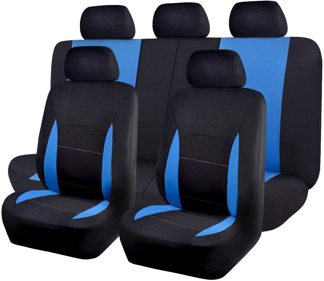 Black Purple Polyester Car Seat Covers Full Set Low Back Pack of 2 S348