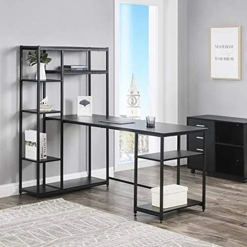 L-Shaped Computer Desk with Hutch Bookshelf Z935