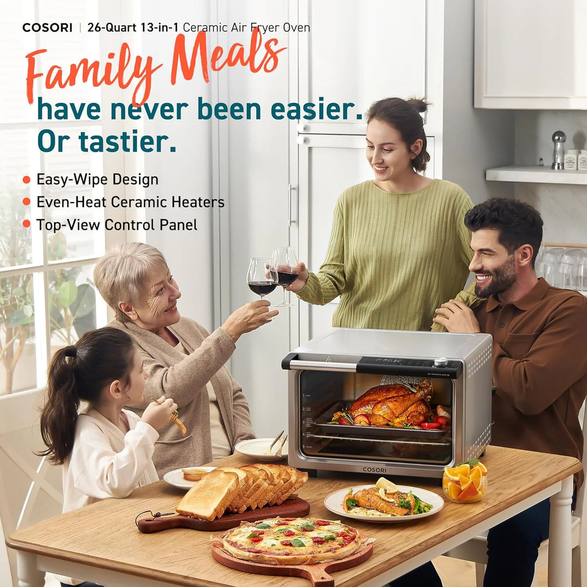 13-in-1 26-Quart Ceramic Air Fryer Toaster Oven Combo C86364