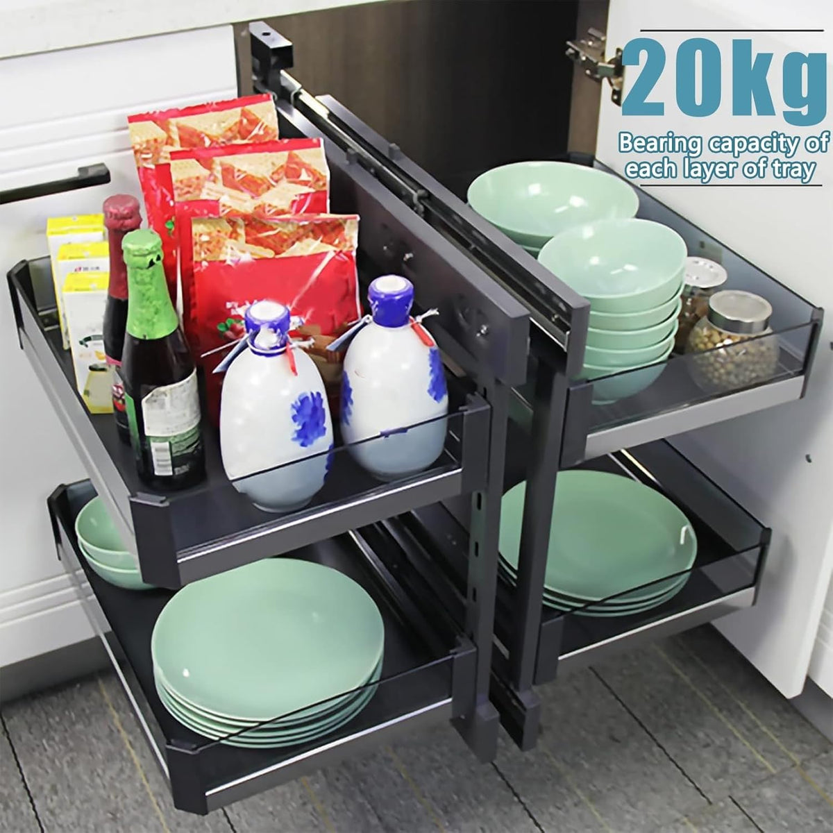 4 Shelf Tray Baskets Blind Corner Cabinet Organizer X690127