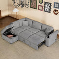 Dark Gray L-Shape Modular Sectional Sofa with Ottoman N197761