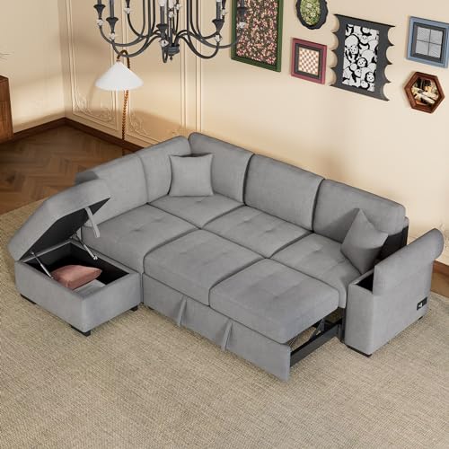 Dark Gray L-Shape Modular Sectional Sofa with Ottoman N197761