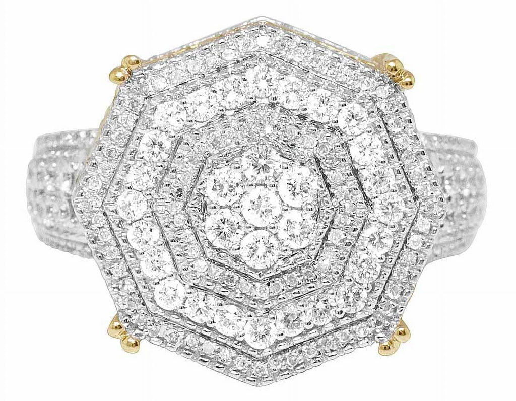 Mens 10K Yellow Gold Genuine Diamond 3D Octagon Wedding Pinky Ring 1.4 CT 19MM O3984