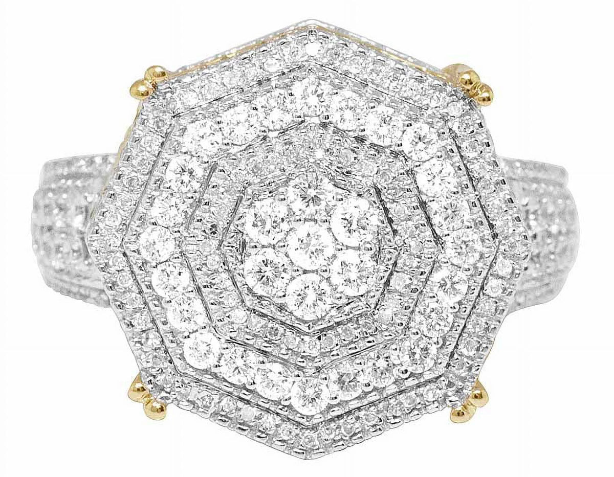 Mens 10K Yellow Gold Genuine Diamond 3D Octagon Wedding Pinky Ring 1.4 CT 19MM O3984