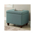 Turquoise/Blue Linen Storage Ottoman Q712990