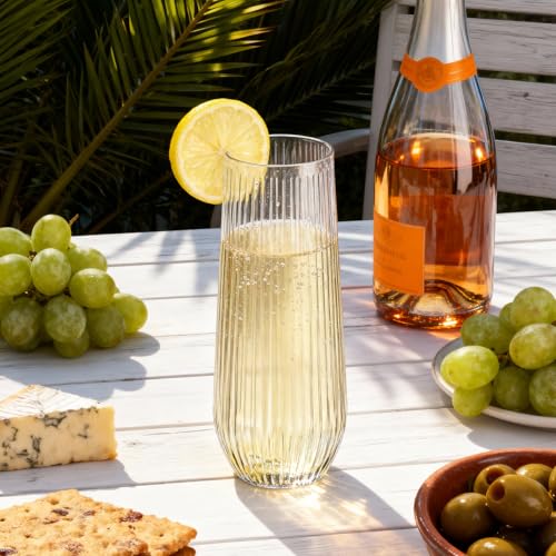 Clear 9oz Stemless Disposable Champagne Flutes D5045