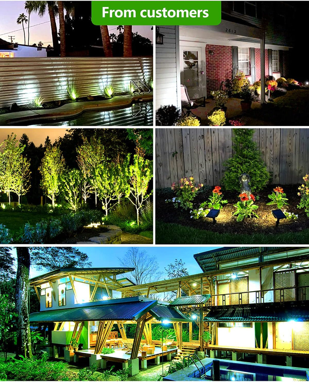 8 Pack 15 LEDs Solar Landscape Spotlights, Cold White C700