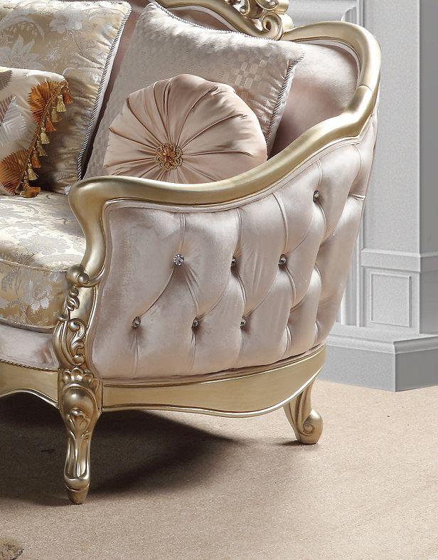 Champagne Finish Wood Sofa Set 3Pcs B423