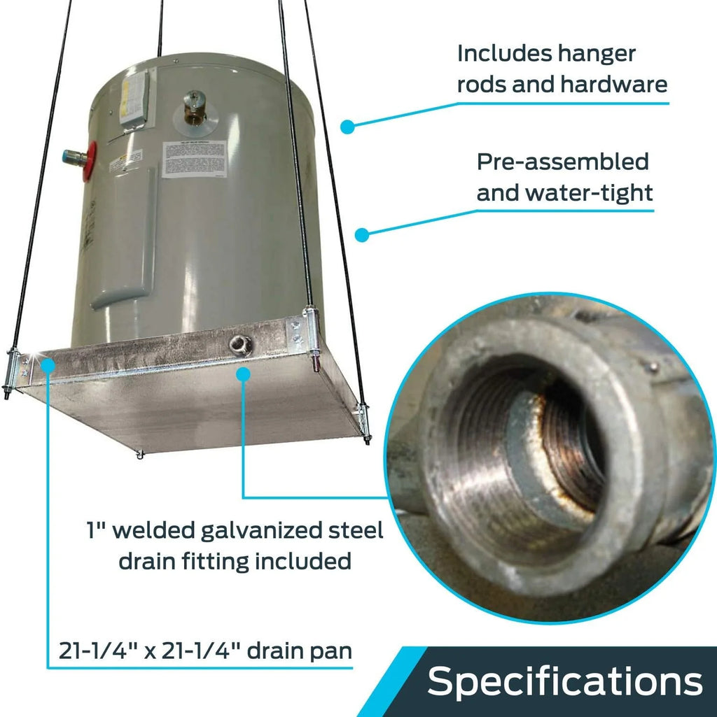 Ceiling Mounted Water Heater Platform with Steel Drain, Up To 20 Gallons V1993