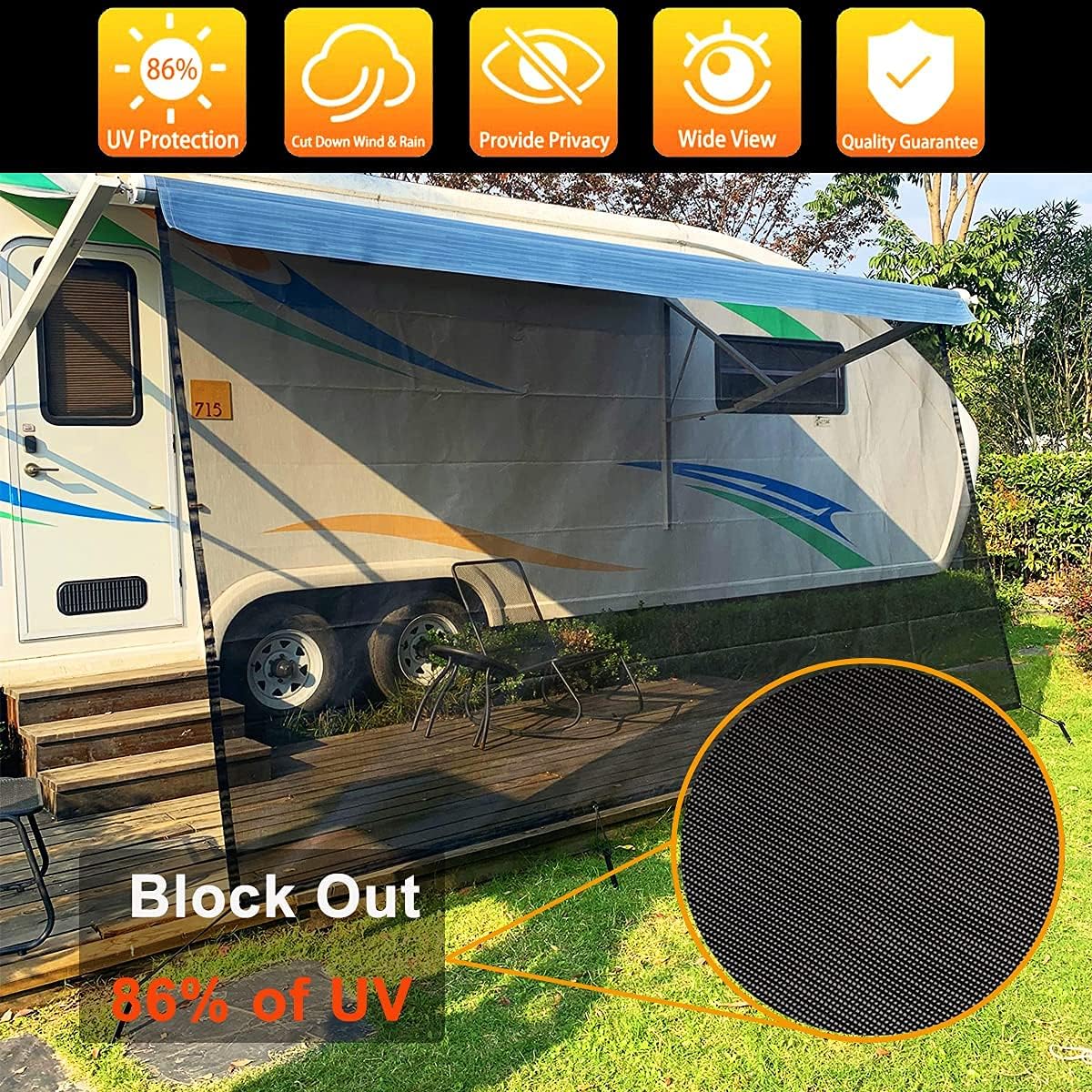 9' X 15' RV Awning Sun Shade Screen B5790