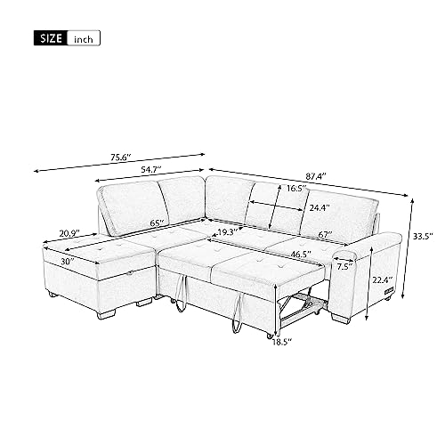 Dark Gray L-Shape Modular Sectional Sofa with Ottoman N197761