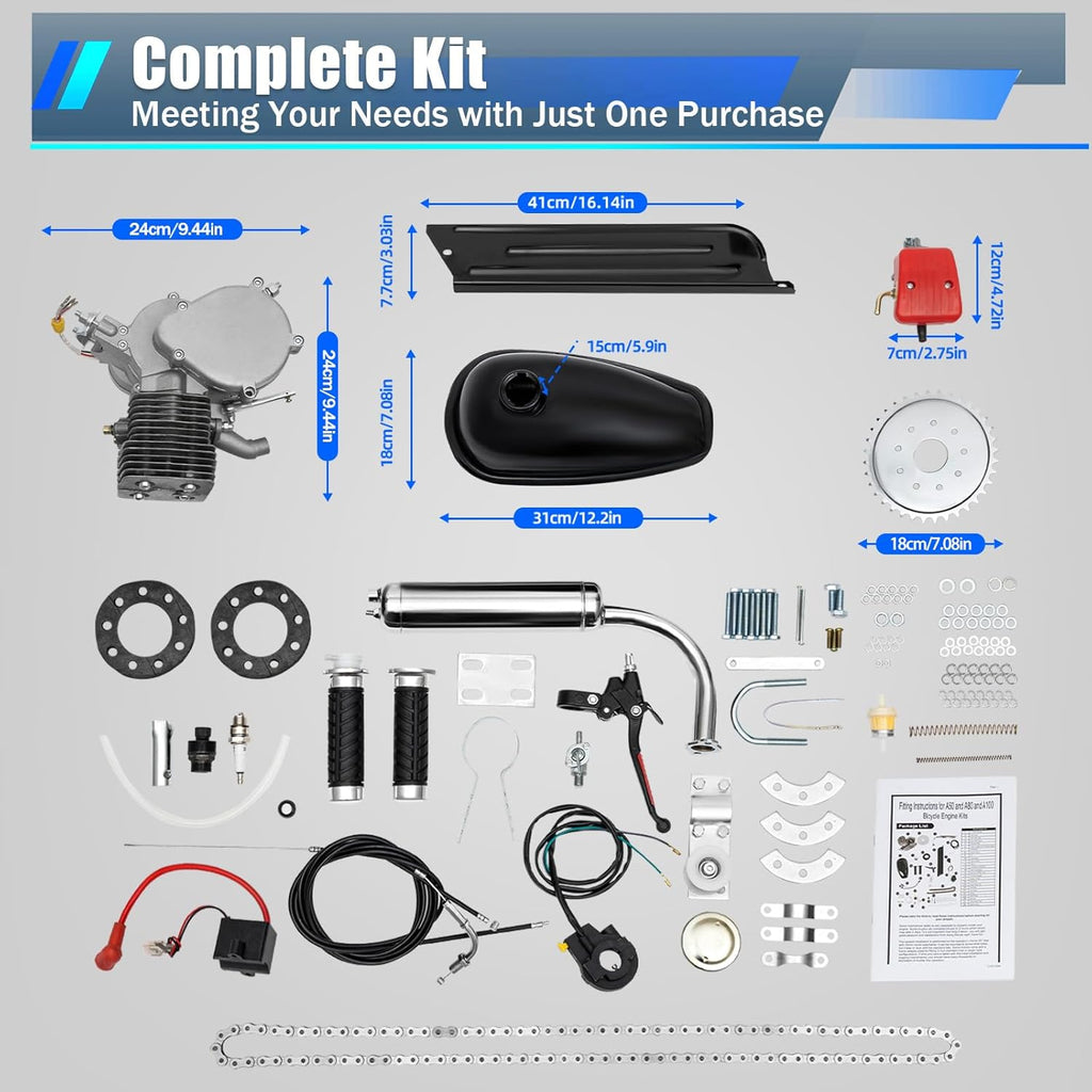 100cc 2 Stroke Motorized Bicycle Engine Kit with Air-Cooling V8240