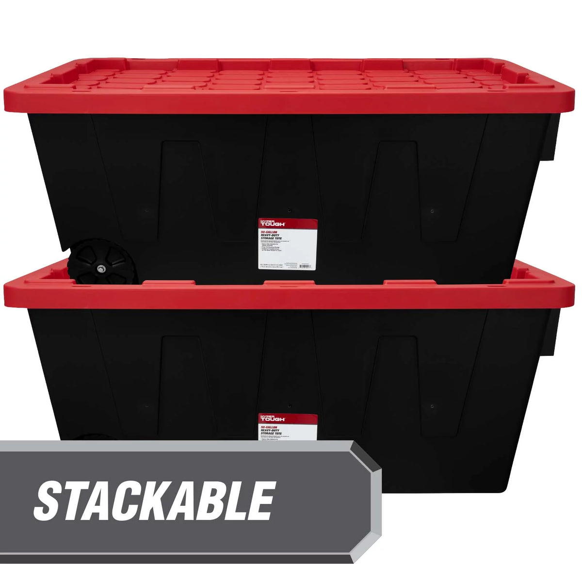 Black 50 Gallon Plastic Storage Bin with Snap Lid S11128