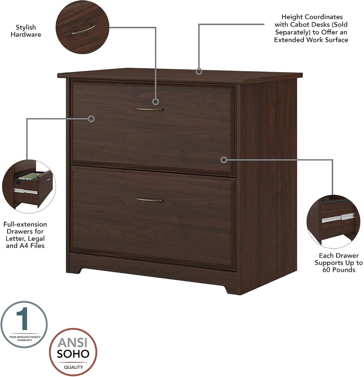 Modern Walnut Lateral File V1644