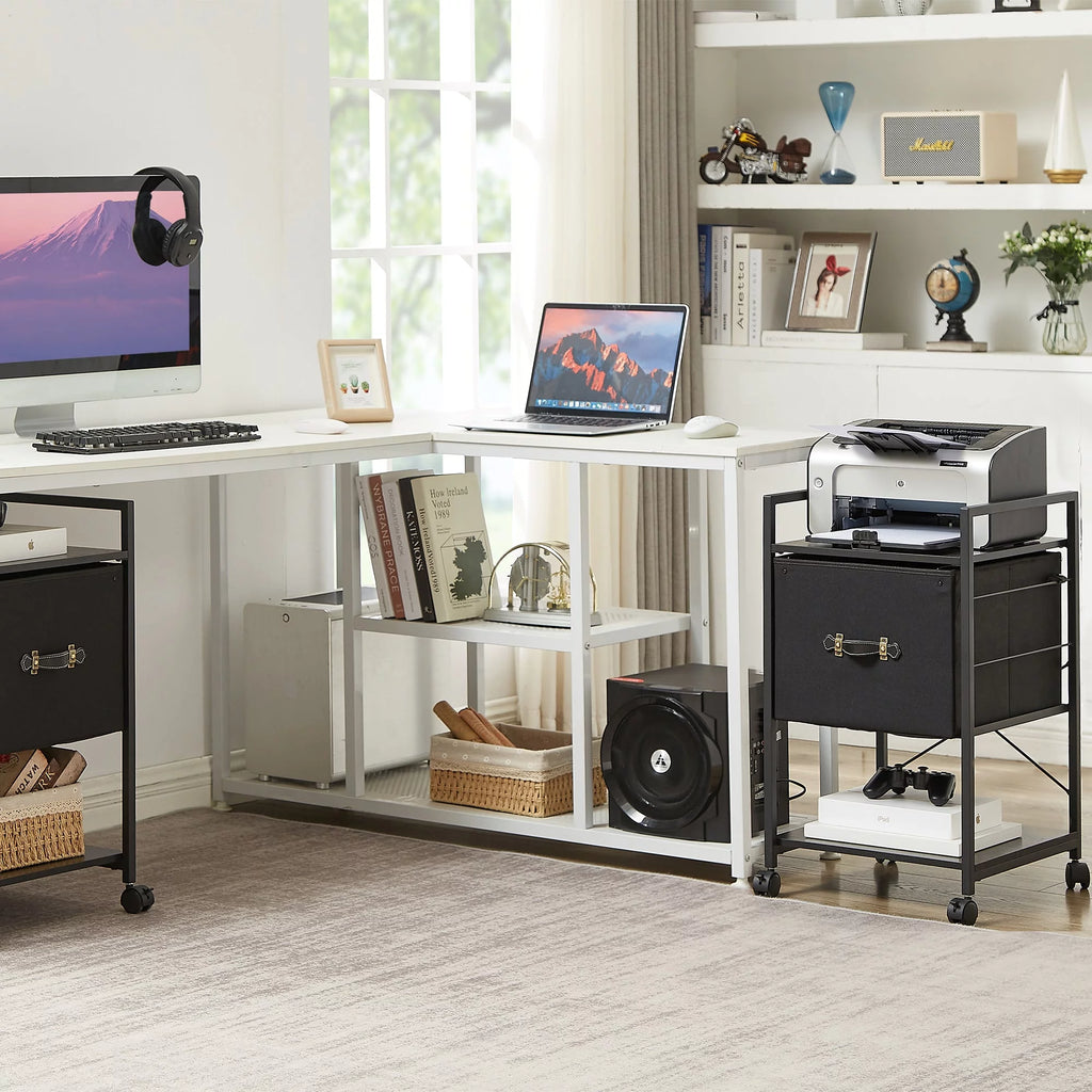 Set of 2 Black Rolling File Cabinet with 1 Drawer and Shelf N2501