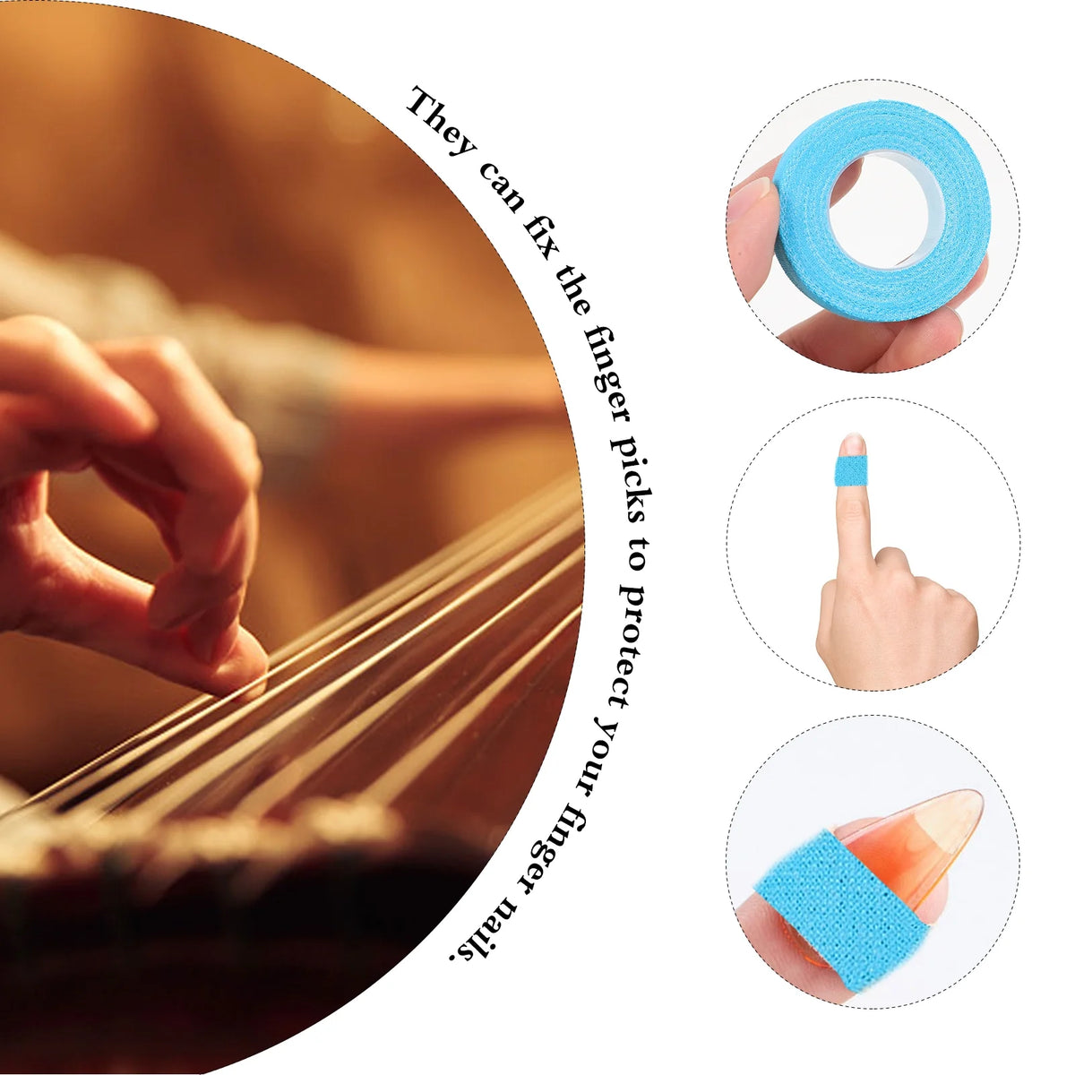 10 Rolls Self-adhesive Guitar Finger Tapes P628189