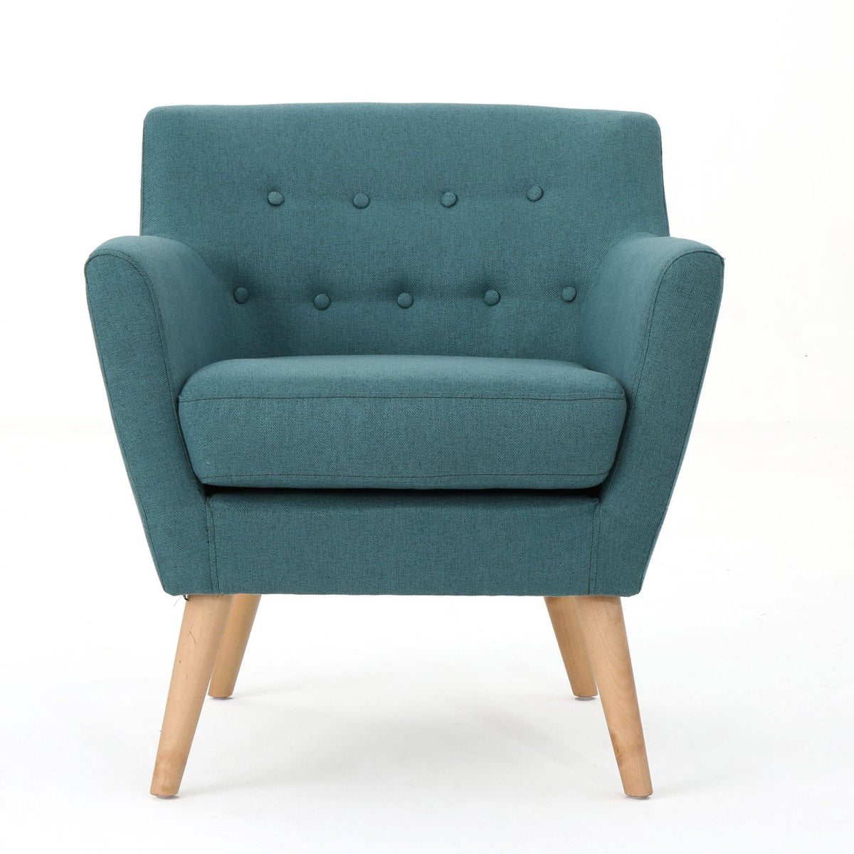 Teal Green and Brown Tufted Club Chair Z4950