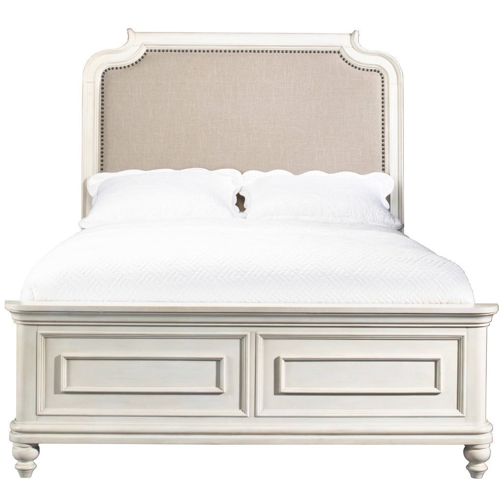 White Full Upholstered Youth Bed A84489
