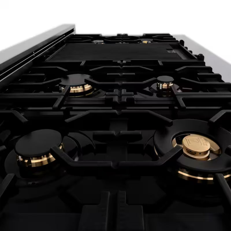 7 Burner Double Oven Dual Fuel Range with Brass Burners in Stainless Steel H863