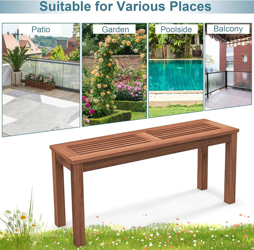Weather Resistant Solid Wood 2 Seater Outdoor Bench E912891