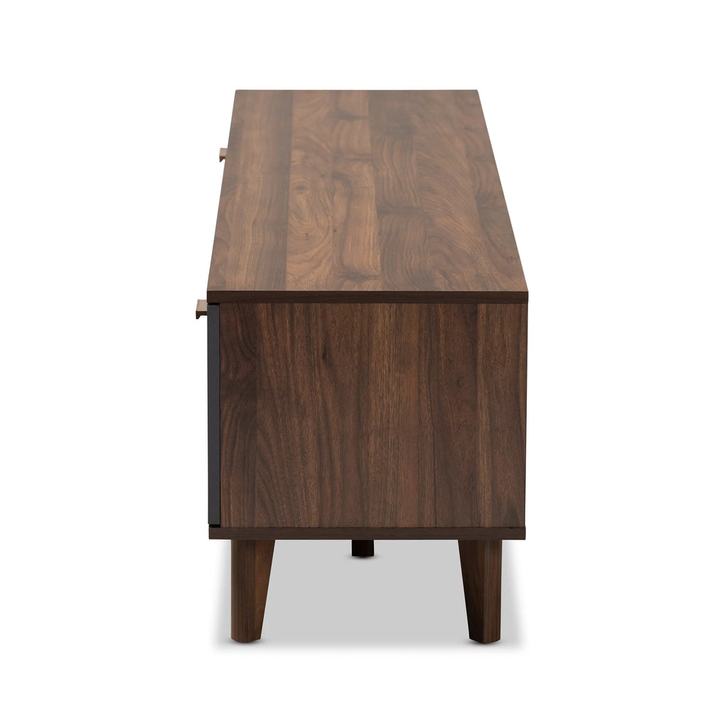 Walnut Brown and Grey Finished Wood TV Stand T657421