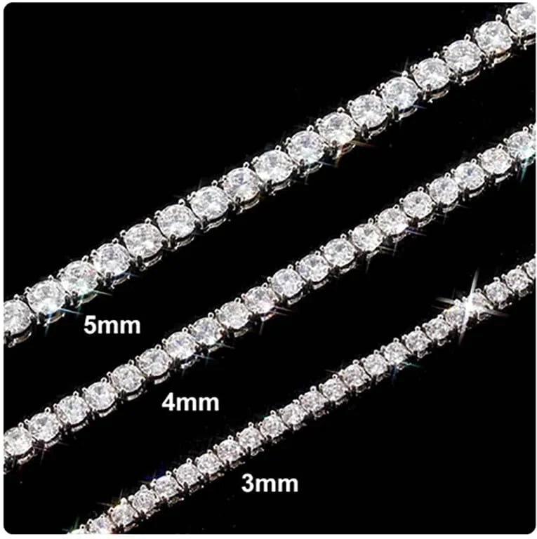 925 Silver Moissanite Tennis Necklace 4 mm Round Chain 18-36 Inches V900596