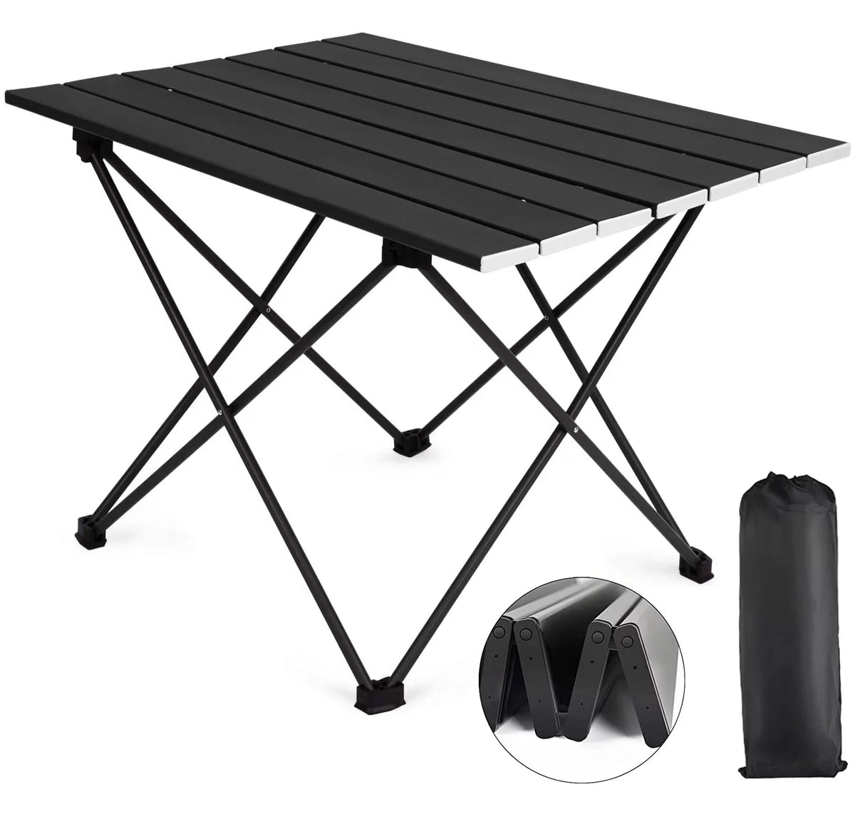 Folding Camping Table with Carry Bag, Black T38590