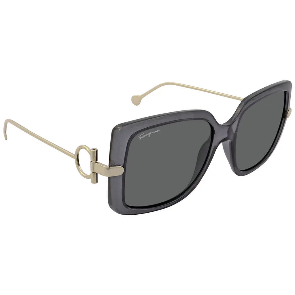 Plastic Square Sunglasses Transparent Grey 55mm Y9797