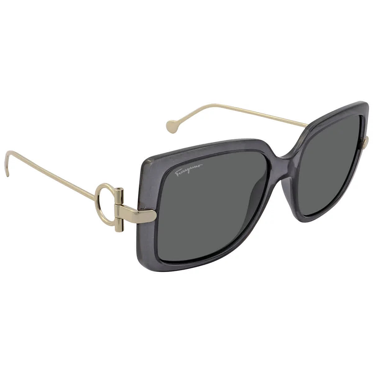 Plastic Square Sunglasses Transparent Grey 55mm Y9797