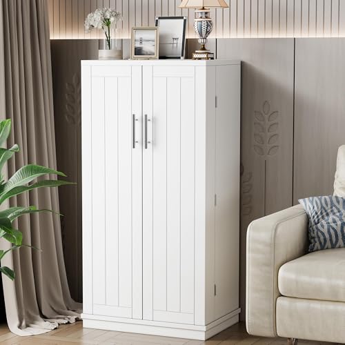 White 5 Layer Storage Cabinet with Adjustable Shelves O502