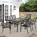 5-Piece Outdoor Patio Dining Set Stackable Metal Chairs and Square Table Black K864308