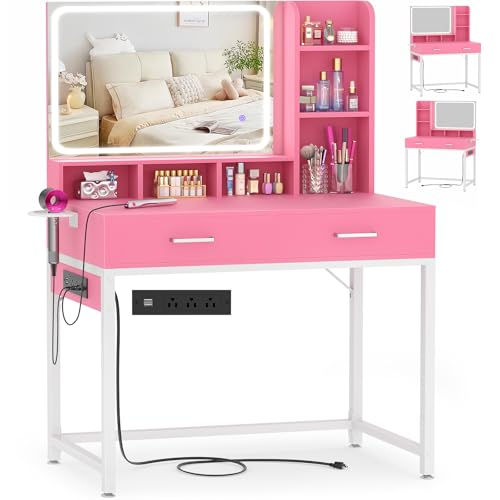 Black Vanity Desk with Mirror and Drawers E936143