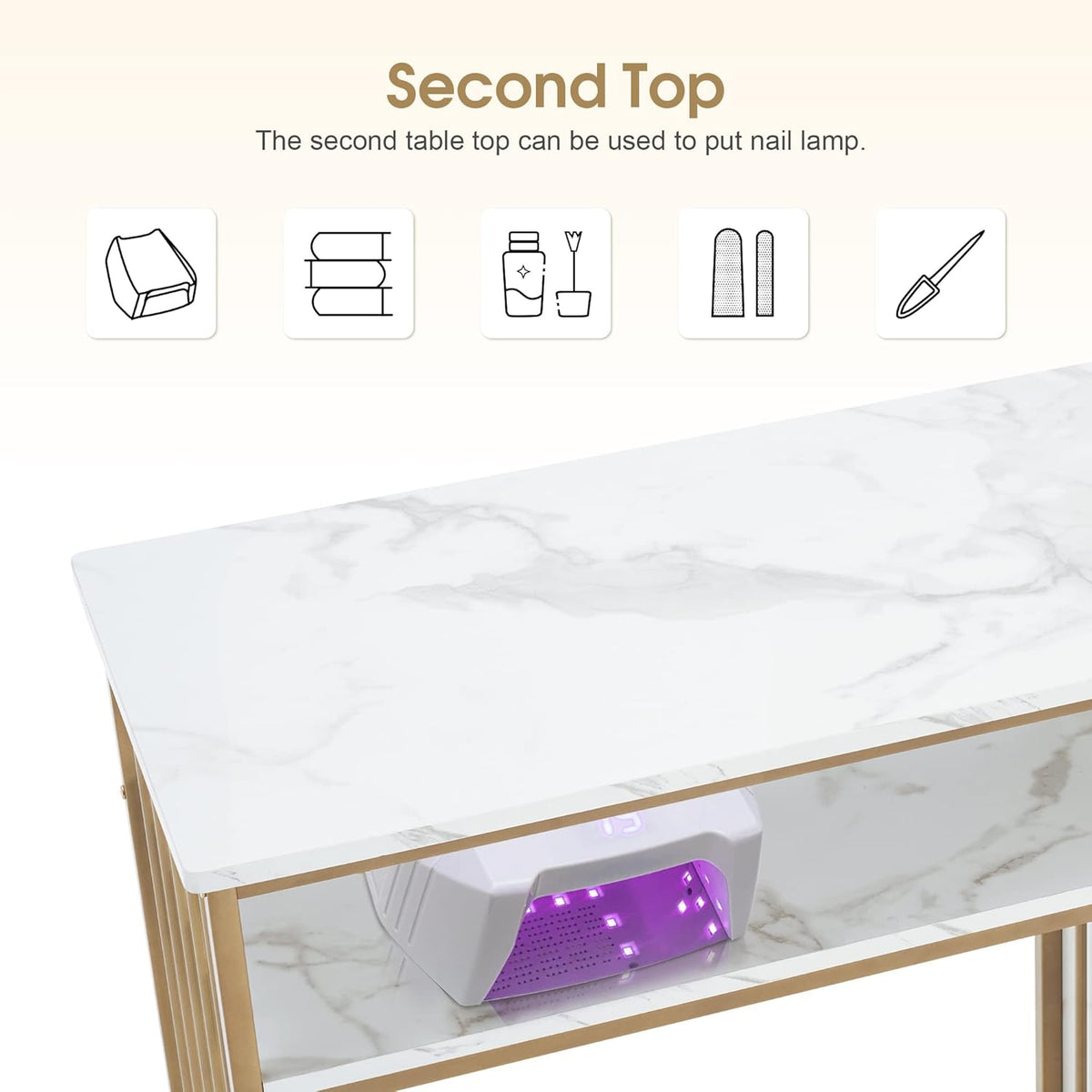 Marbling Texture Manicure Table with Storage Drawers H45100