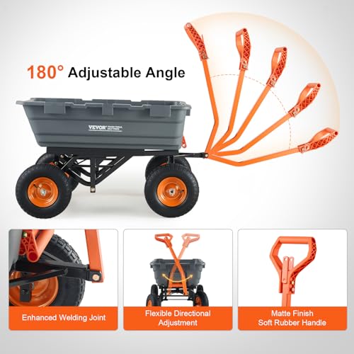 1200lbs 7Cu.Ft. Heavy Duty Poly Dump Cart with 13in All Terrain Wheels G215