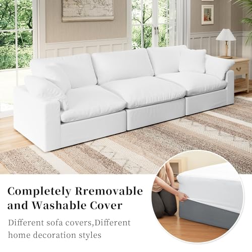 White Linen Oversized Modular Sectional Sofa G658864