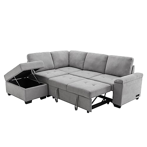 Dark Gray L-Shape Modular Sectional Sofa with Ottoman N197761