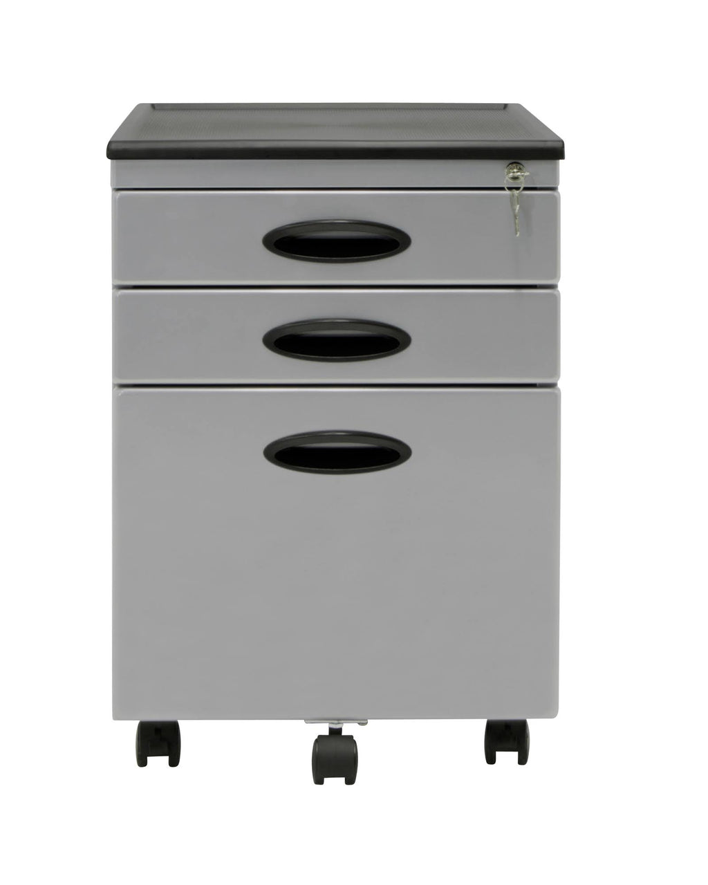 3 Lockable Drawers Silver Mobile File Cabinet N6140