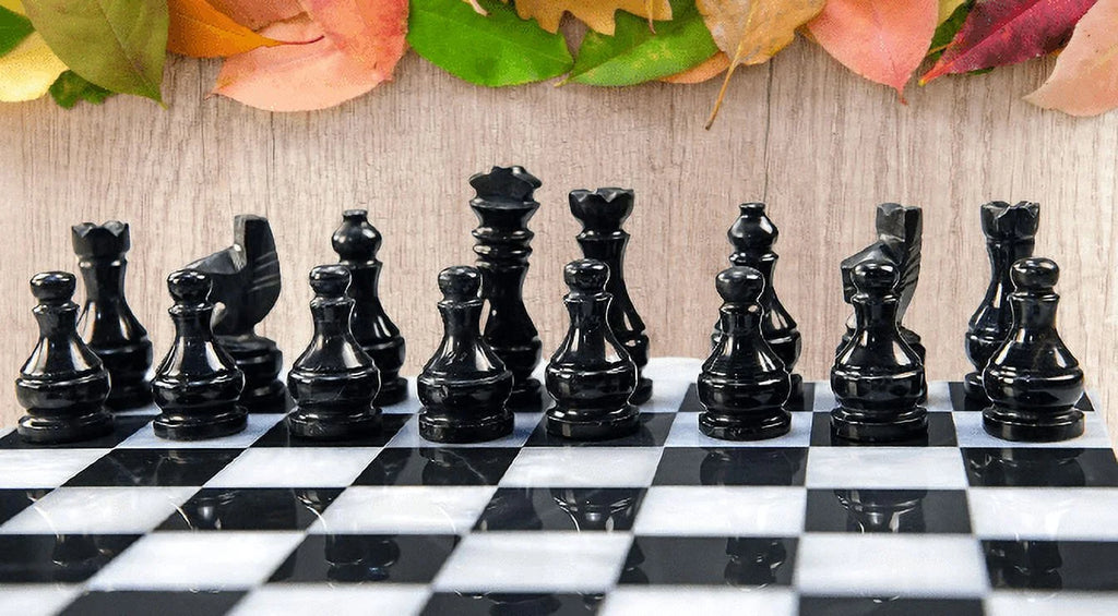 15 Inches Handmade White and Black Weighted Marble Chess Game Set N994