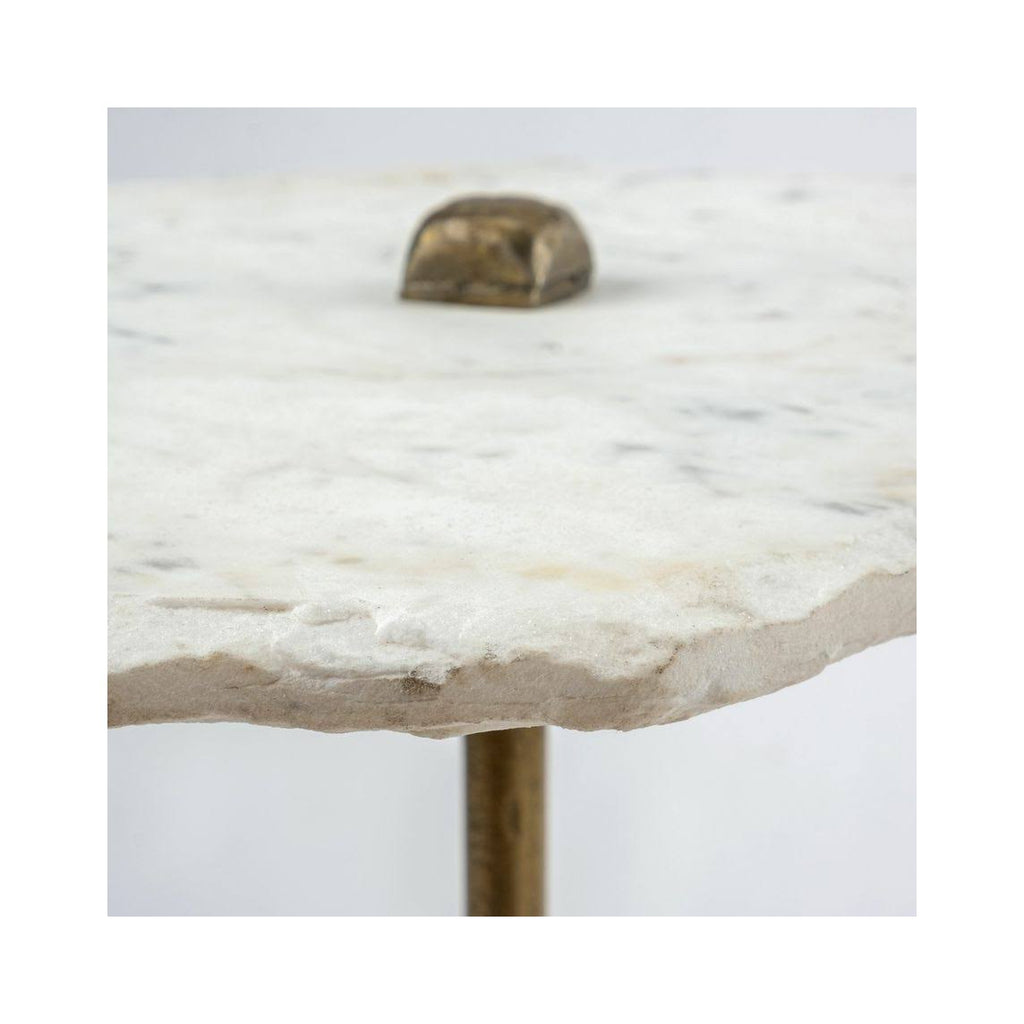 White Marble and Antique Gold Accent Table H136