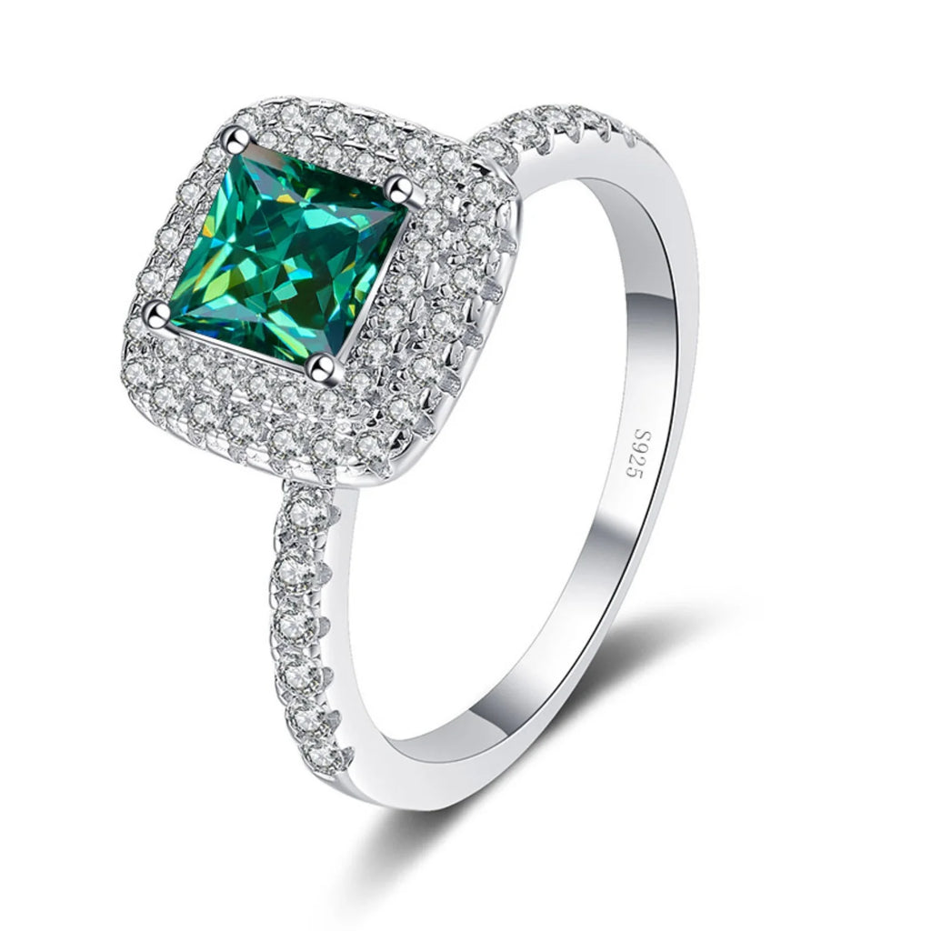 Moissanite Engagement Ring 1ct Princess Cut D Color VVS1 S925 Sterling Silver Diamond Ring P84679