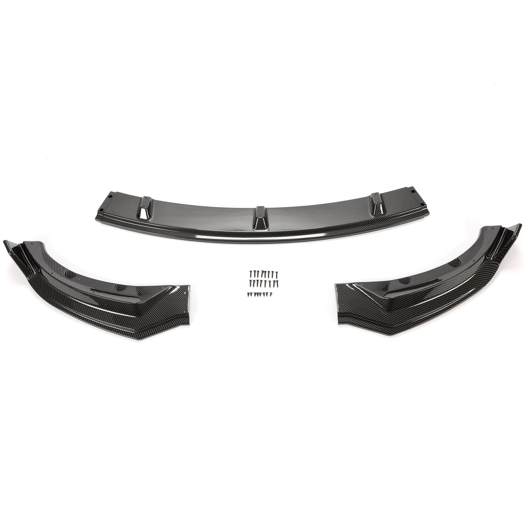 Carbon Fiber Printing Front Bumper Lower Lip Splitter Kit 3PCS I31691
