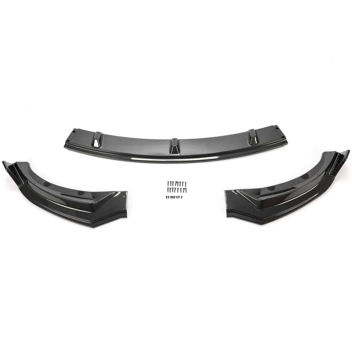 Carbon Fiber Printing Front Bumper Lower Lip Splitter Kit 3PCS I31691