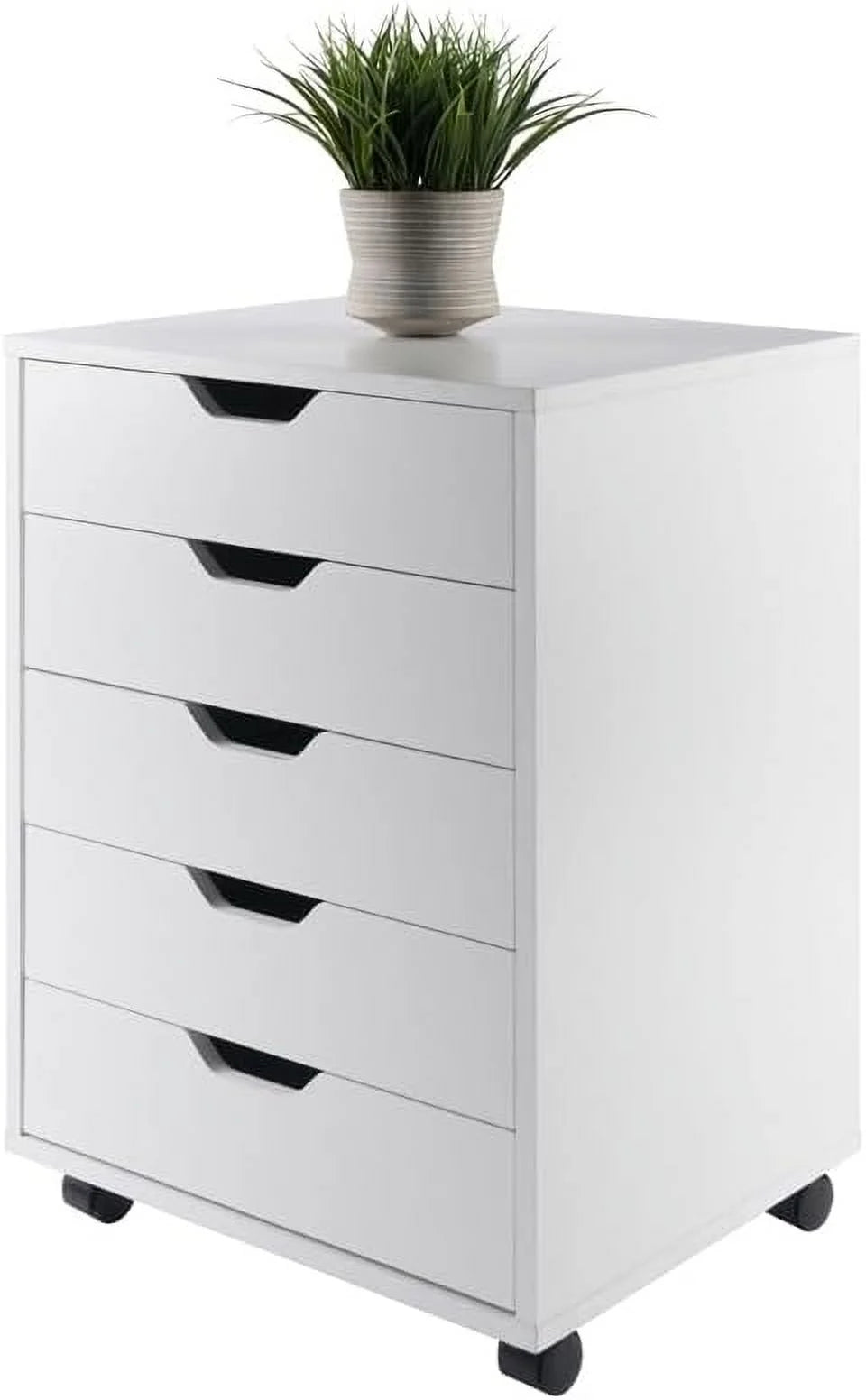 White 5 Drawer Wood File Cabinet F613370