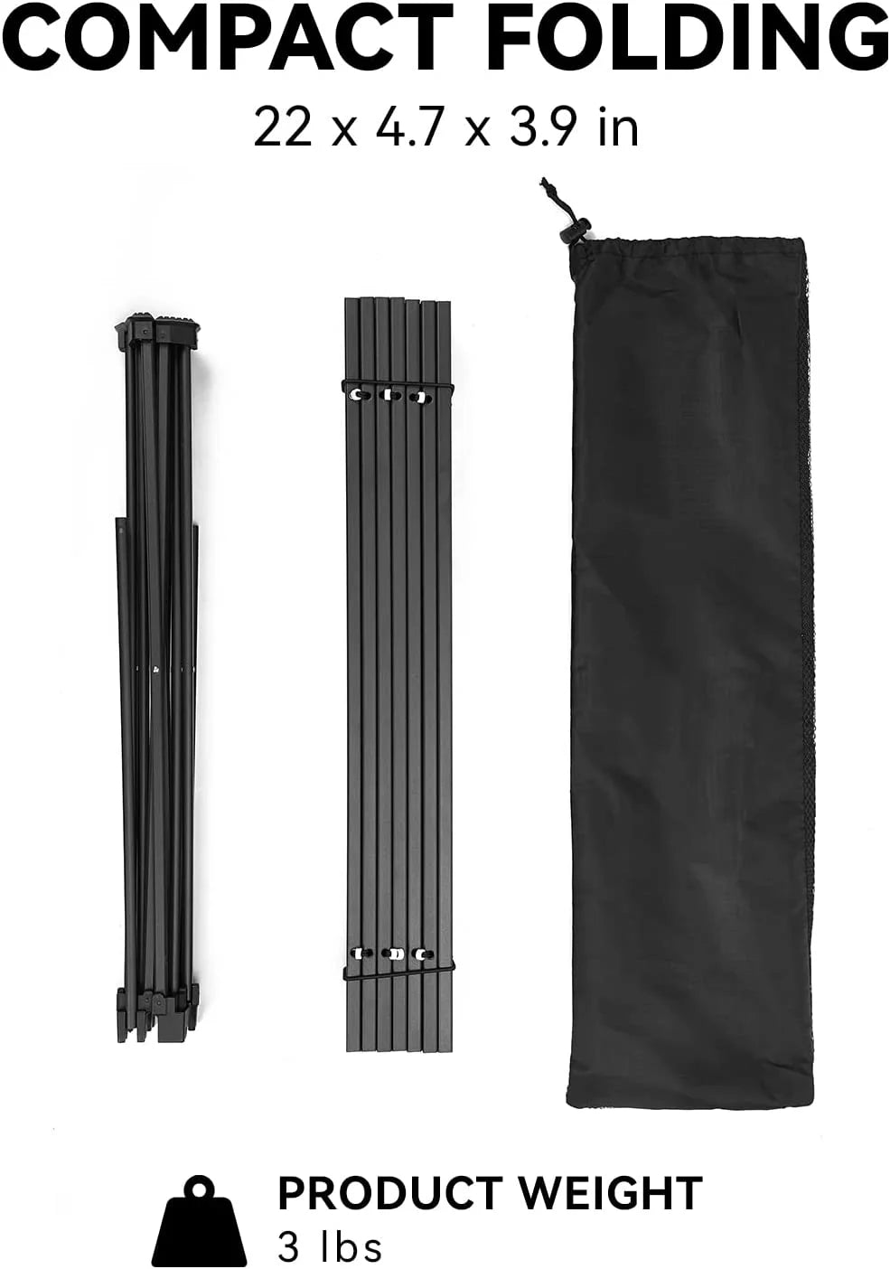 Folding Camping Table with Carry Bag, Black T38590