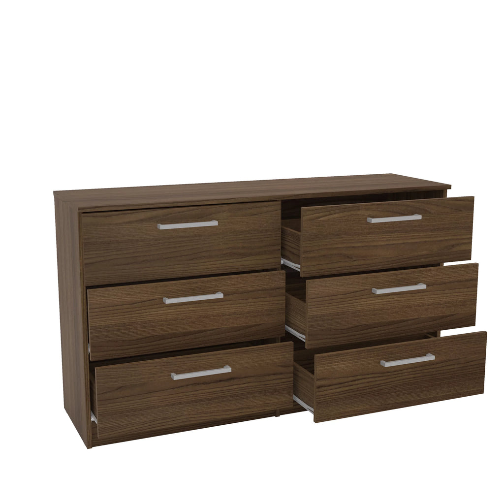 White 6 Drawer Wood Double Dresser C2681