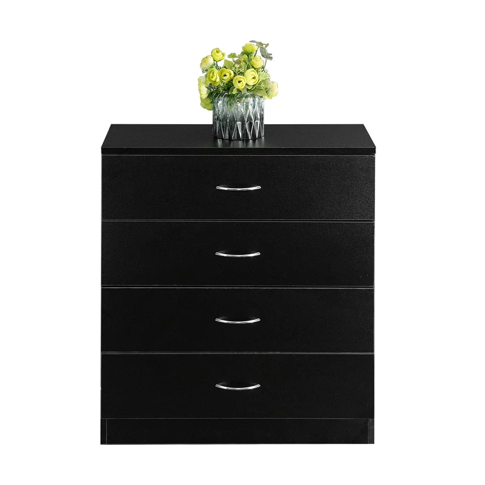 4 Drawer Black Nightstand L76911