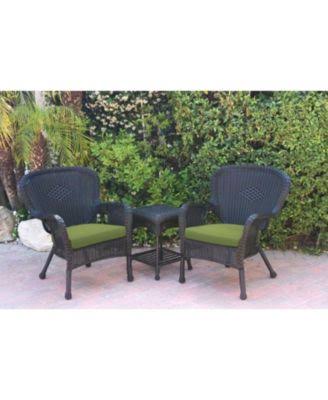 Green Resin Wicker 3 Piece Patio Conversation Set S1595